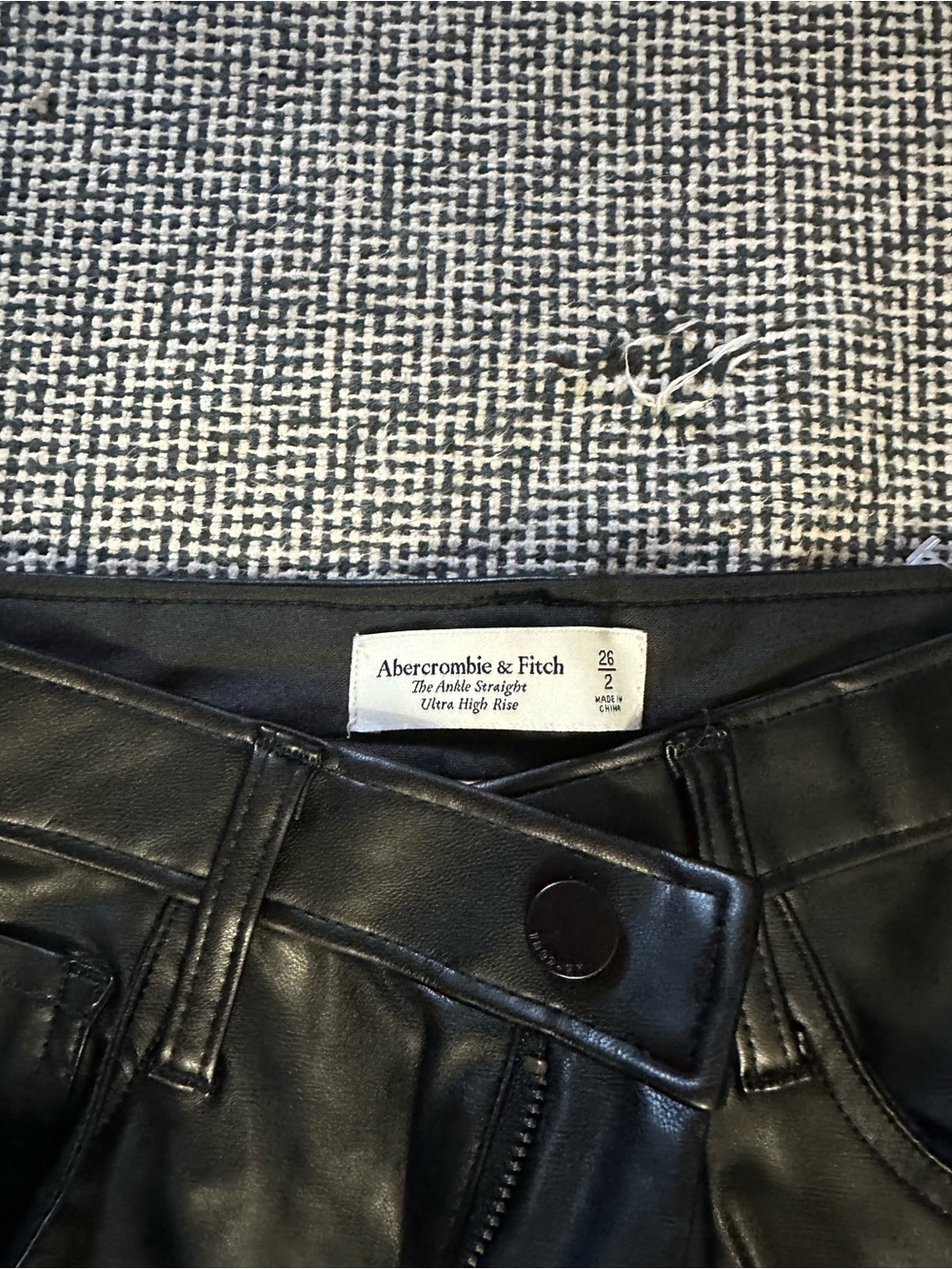 Abercrombie & Fitch Black Faux Leather Straight-Leg Pants - Picture 3 of 4